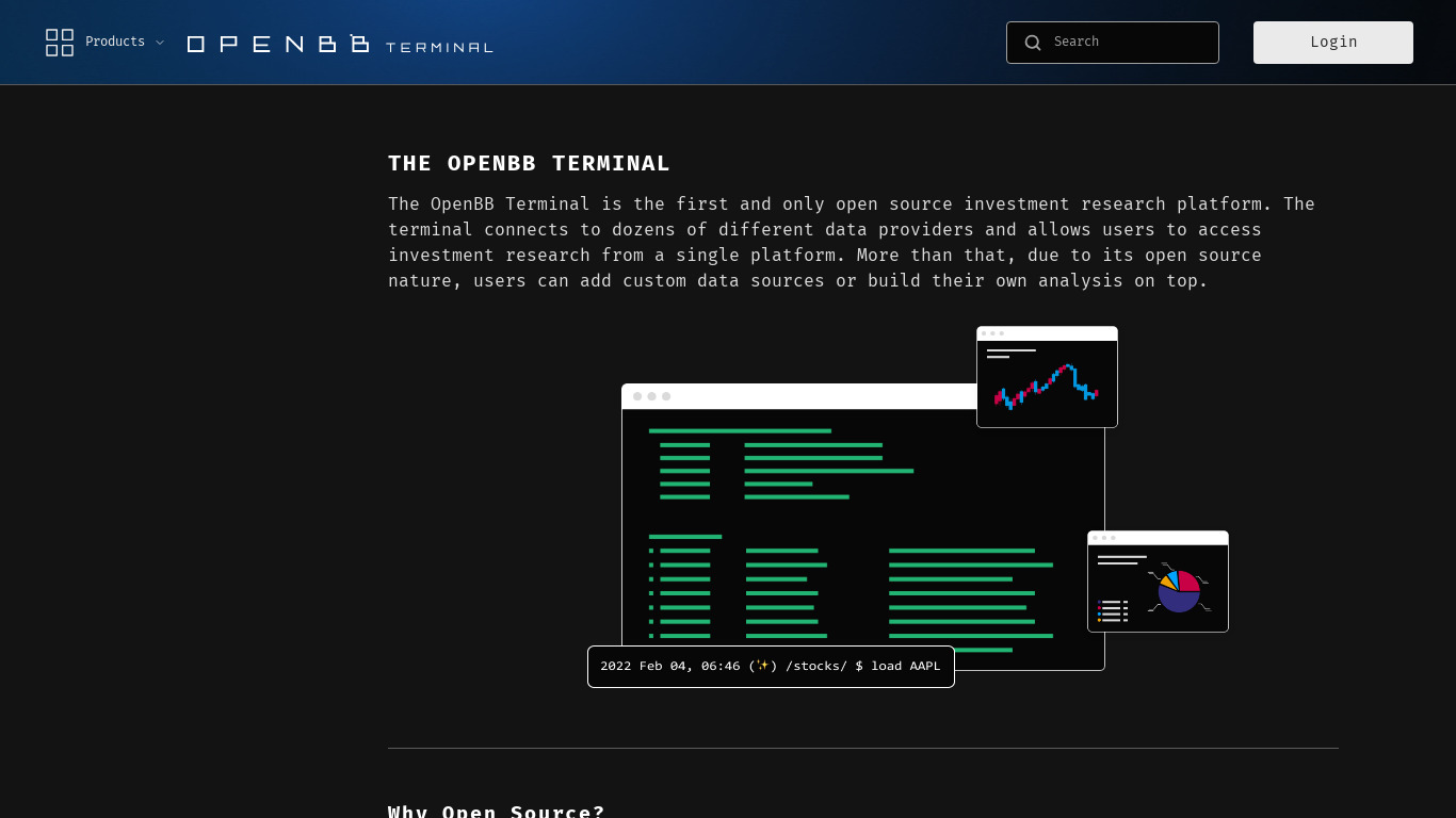 OpenBB ML/AI Toolkit Landing page