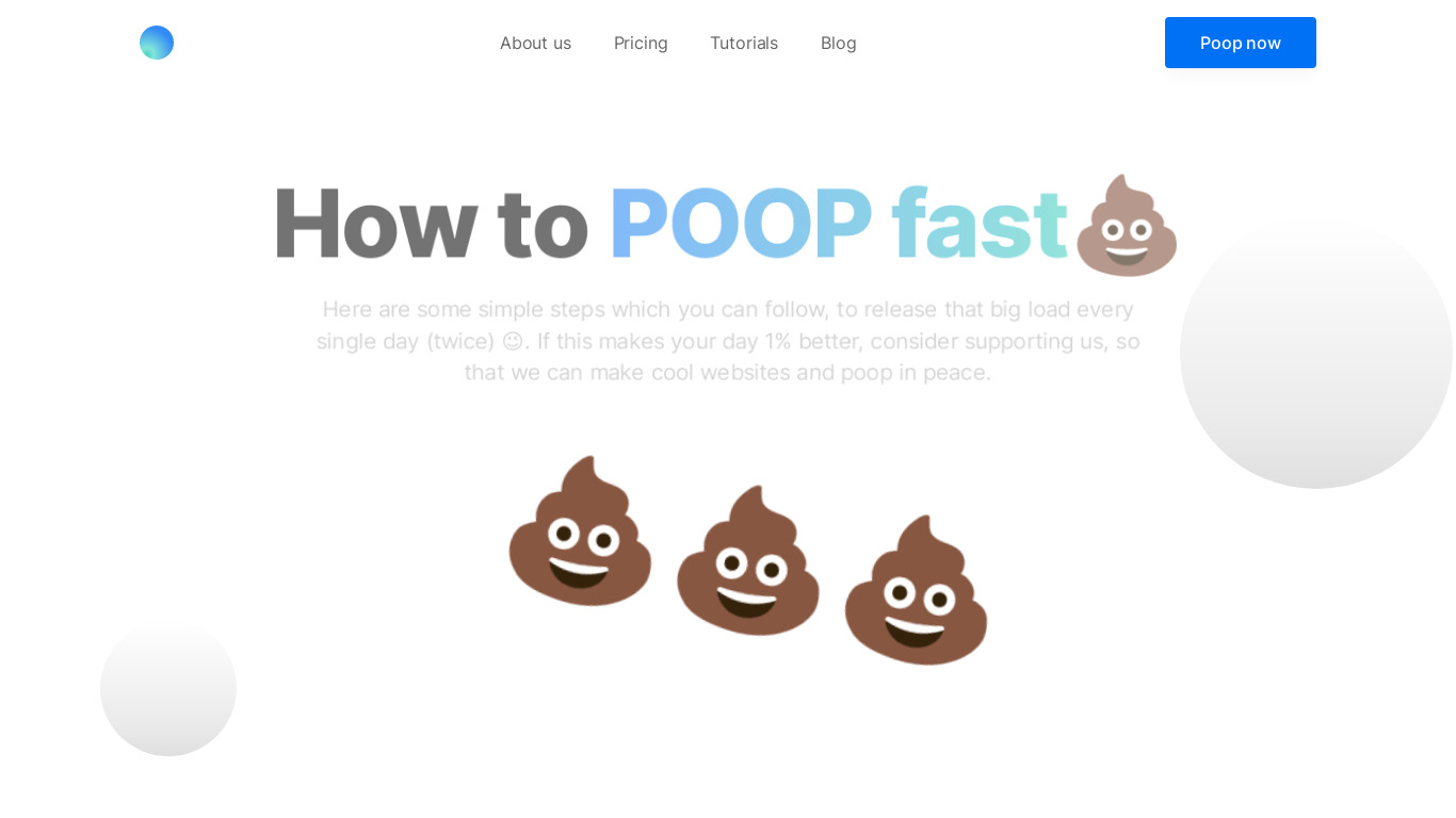 Poop fast Landing page