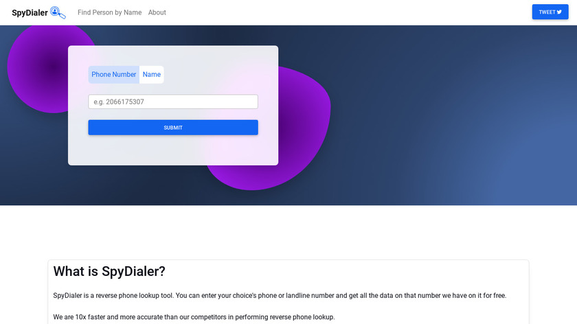 SpyDialer - Reverse Phone Lookup Landing Page