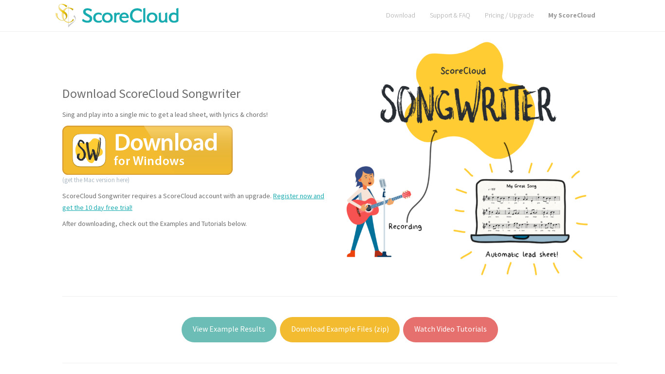 ScoreCloud Songwriter Landing page