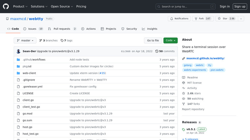 WebTTY Landing Page
