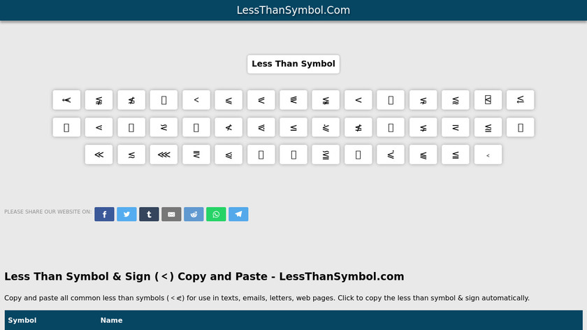 LessThanSymbol.com Landing Page