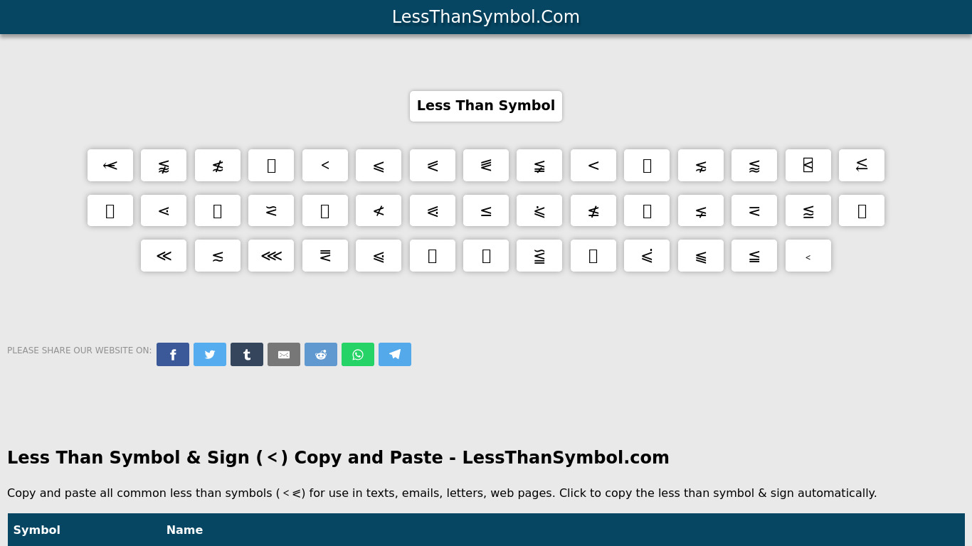 LessThanSymbol.com Landing page