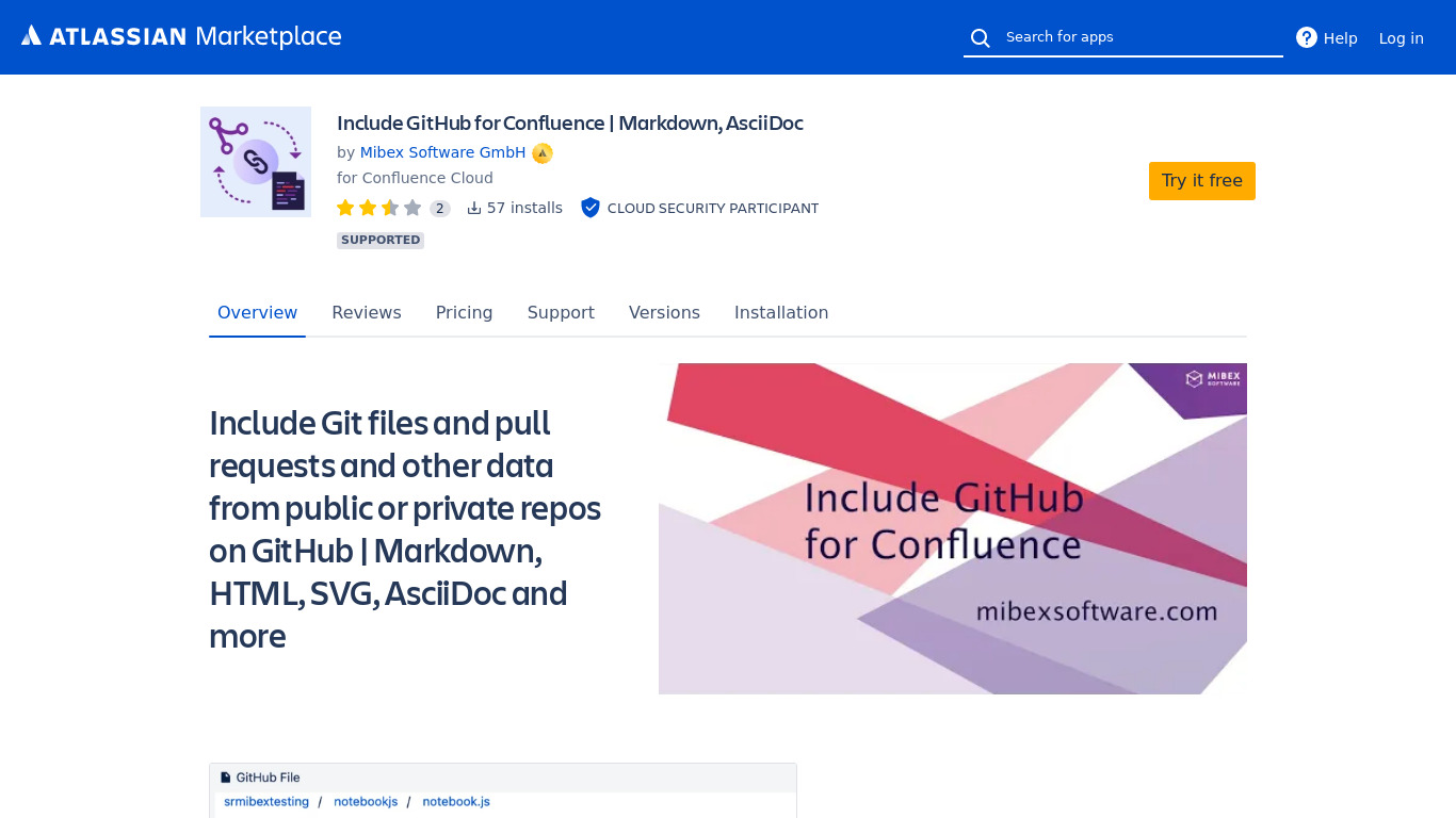 Include GitHub for Confluence Landing page