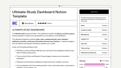 Ultimate Study Dashboard for Notion image