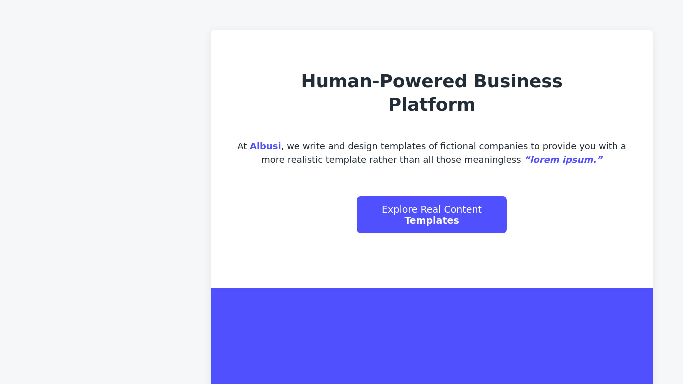 Albusi Landing page