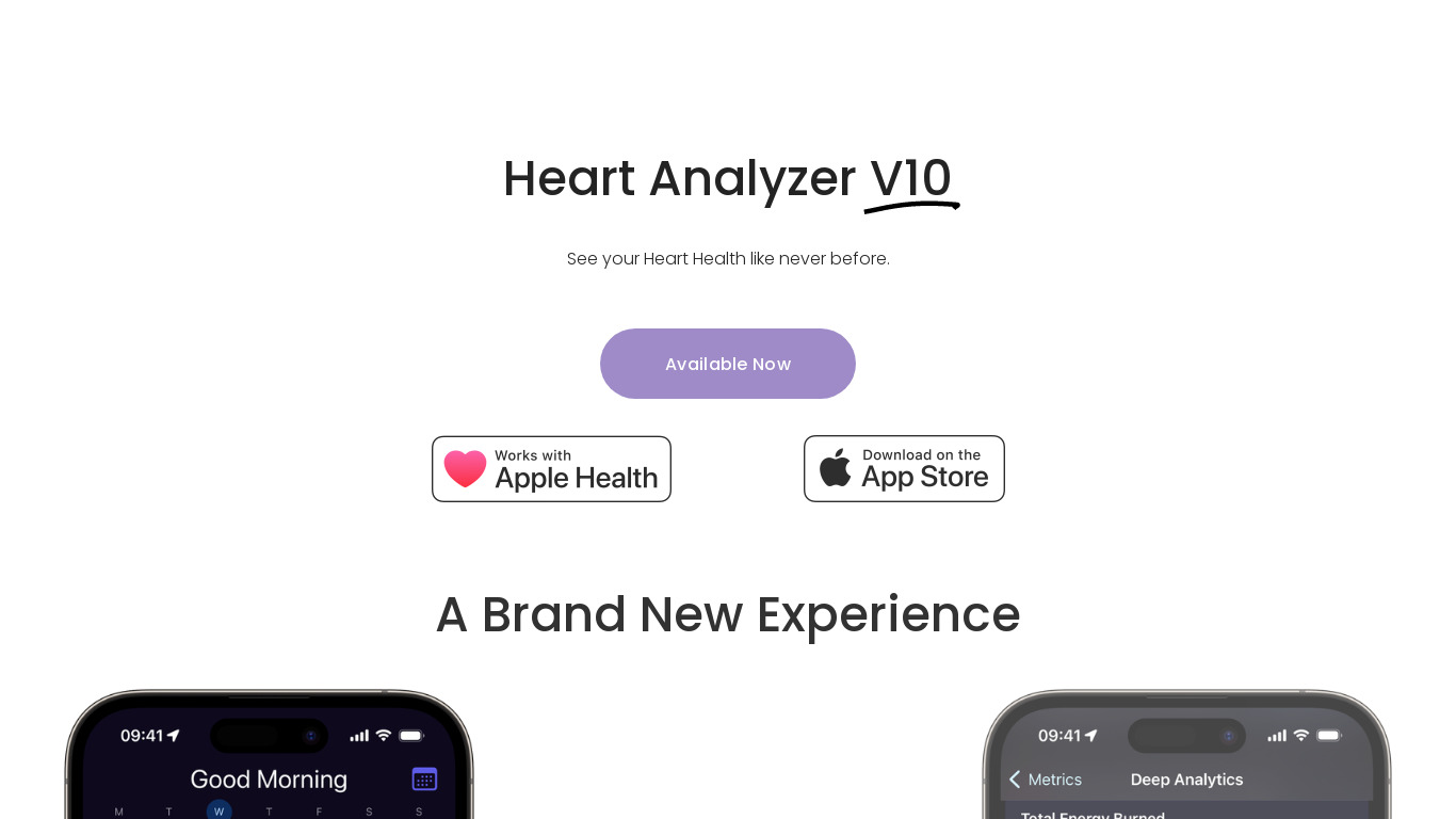 Heart Analyzer Landing page