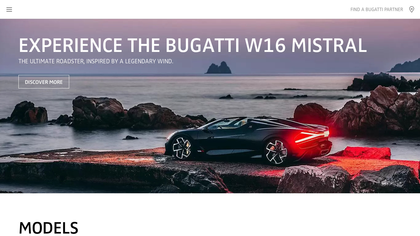 Bugatti Chiron Landing page