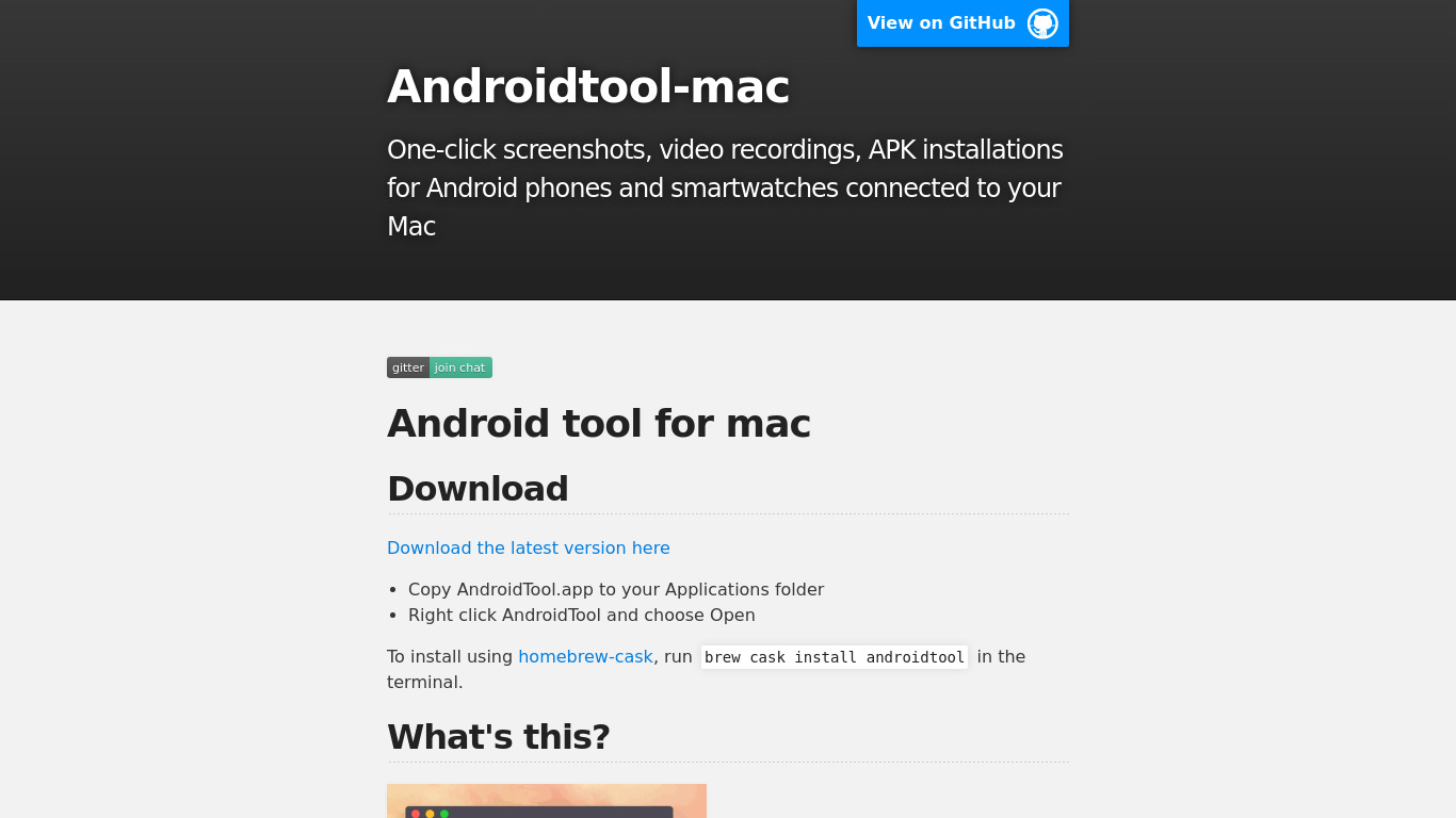 Android Tool for Mac Landing page