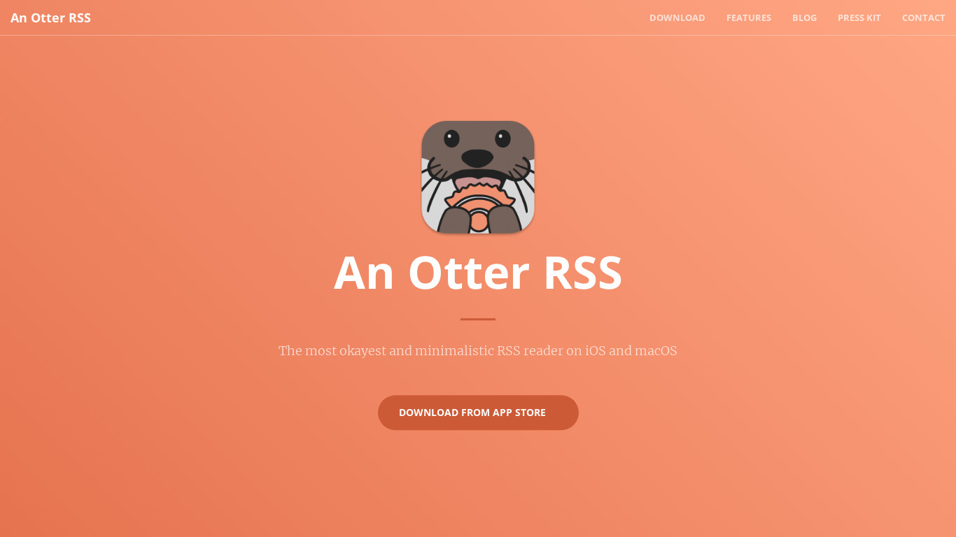 An Otter RSS Reader Landing page