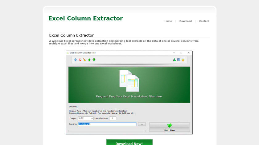Excel Column Extractor Landing Page