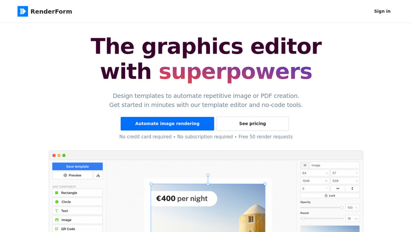Renderform Landing Page
