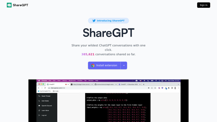 ShareGPT Landing Page