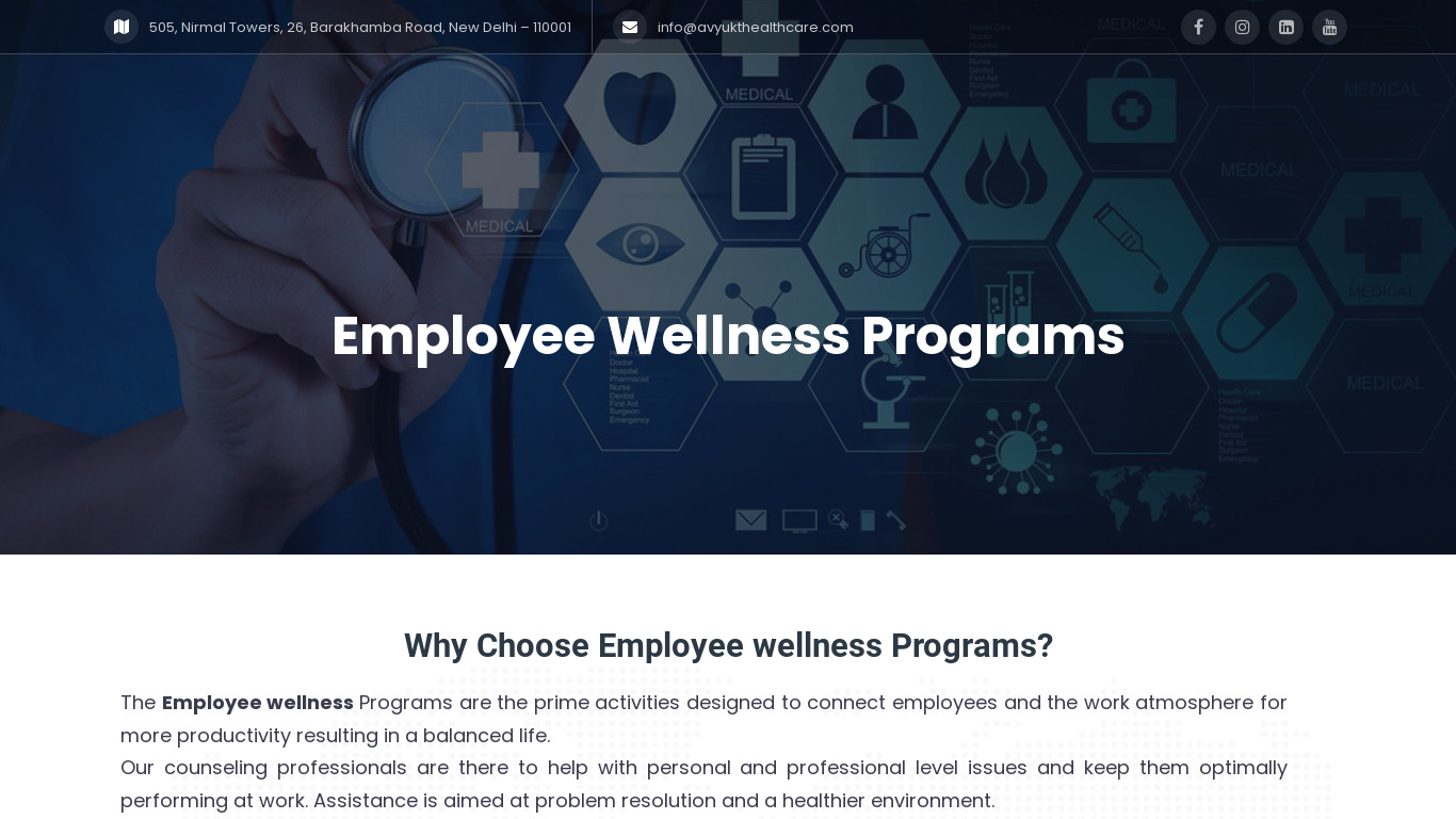 Employee Wellness Programs Landing page