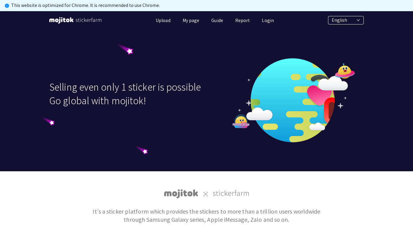 GIF Stickers Landing page