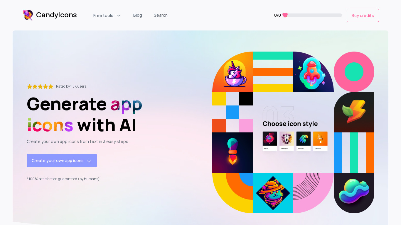CandyIcons Landing page