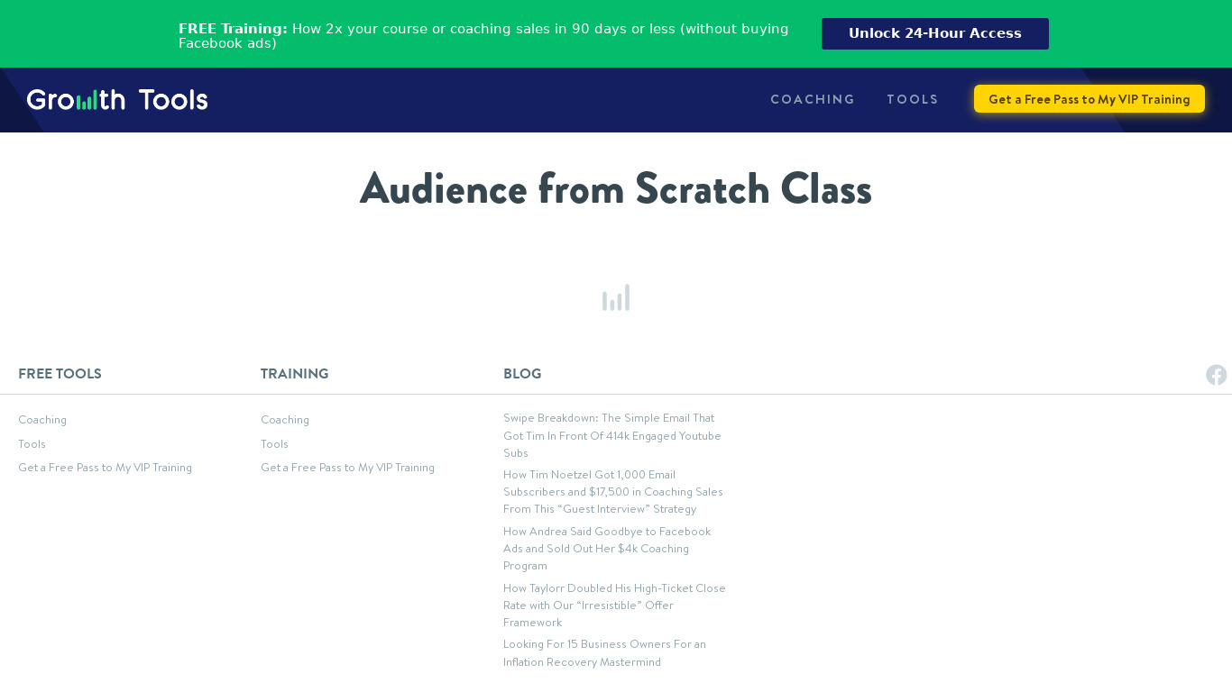 Audience From Scratch Class Landing page