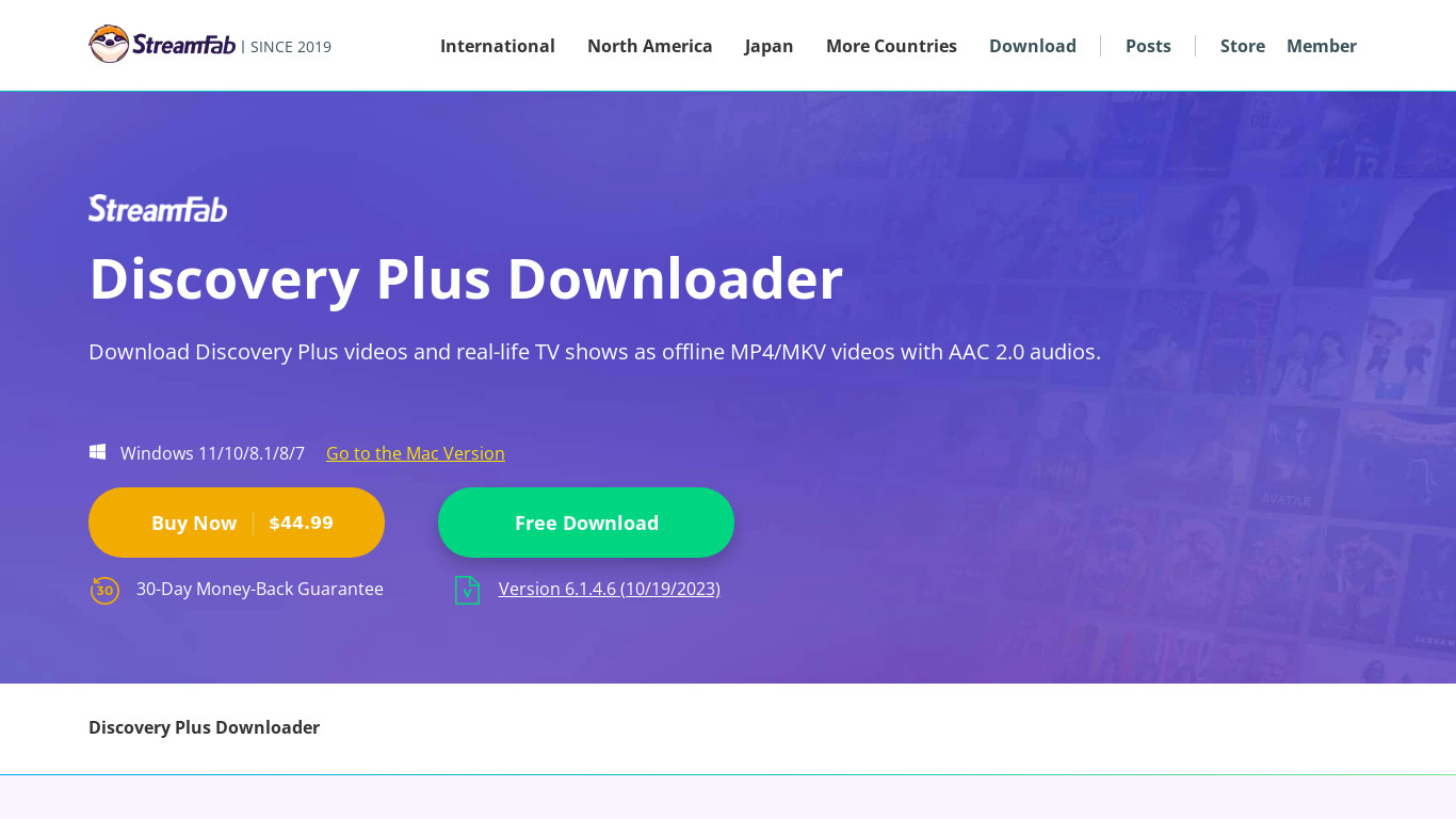 StreamFab Discovery Plus Downloader Landing page