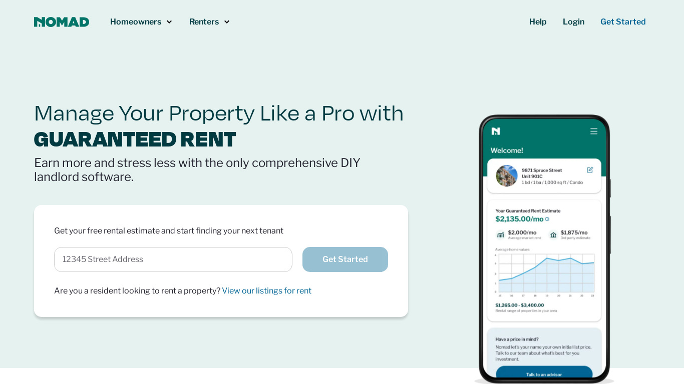 Nomad Lease Landing page