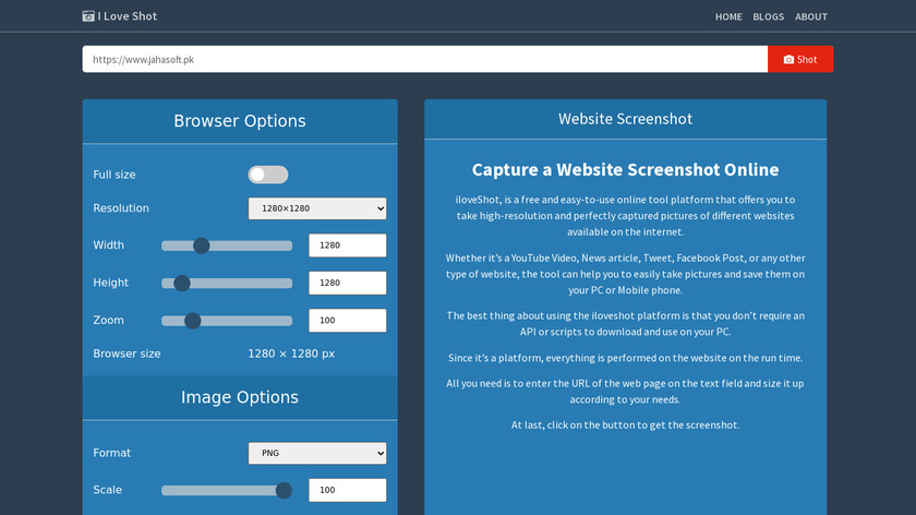 I Love Shot Landing Page