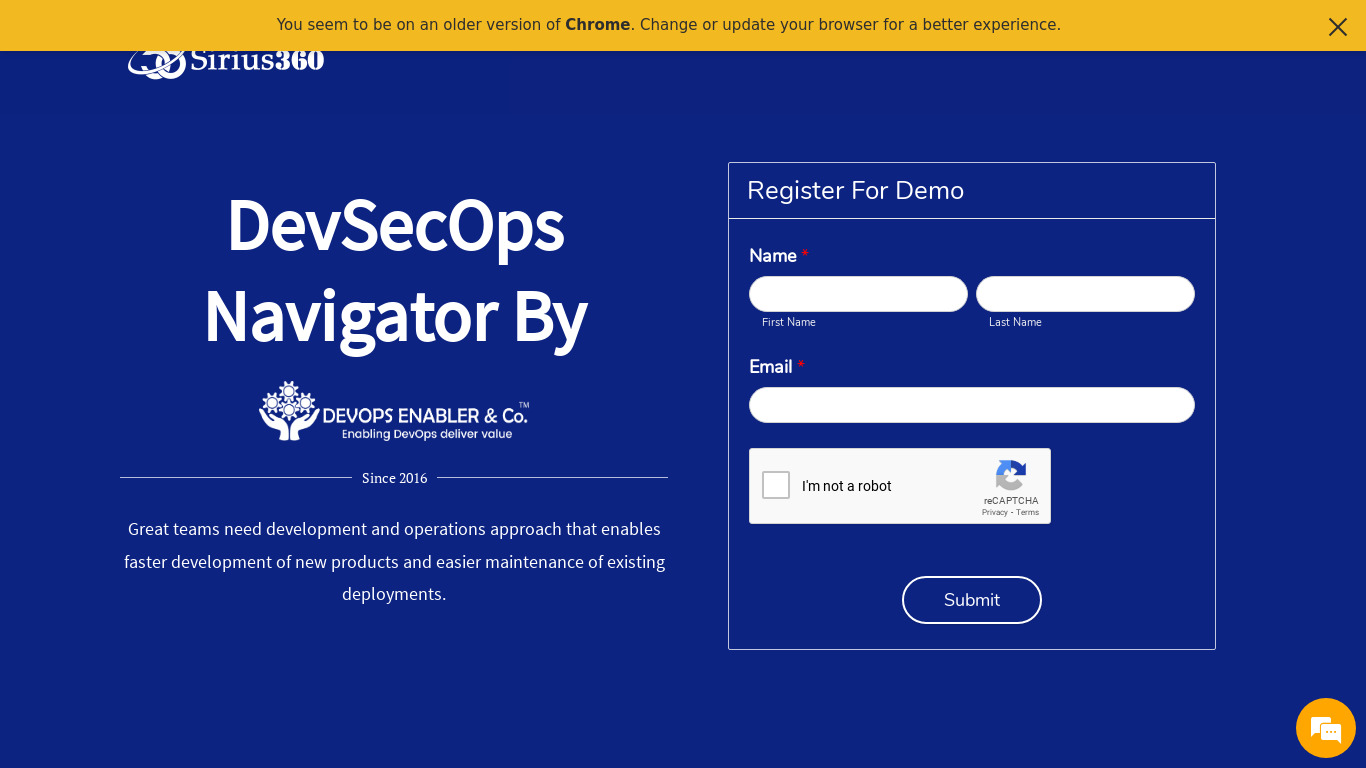 Sirius360 Landing page