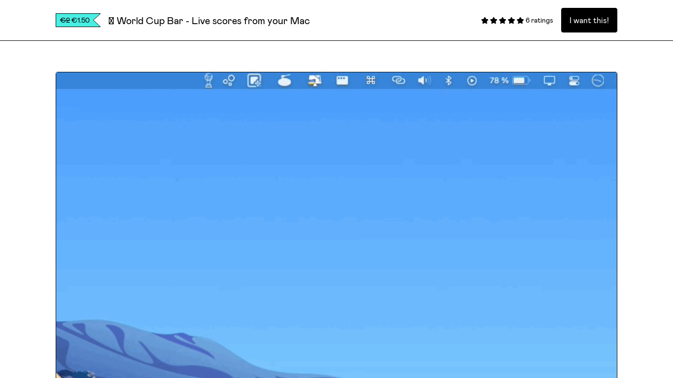 World Cup Bar for Mac Landing page