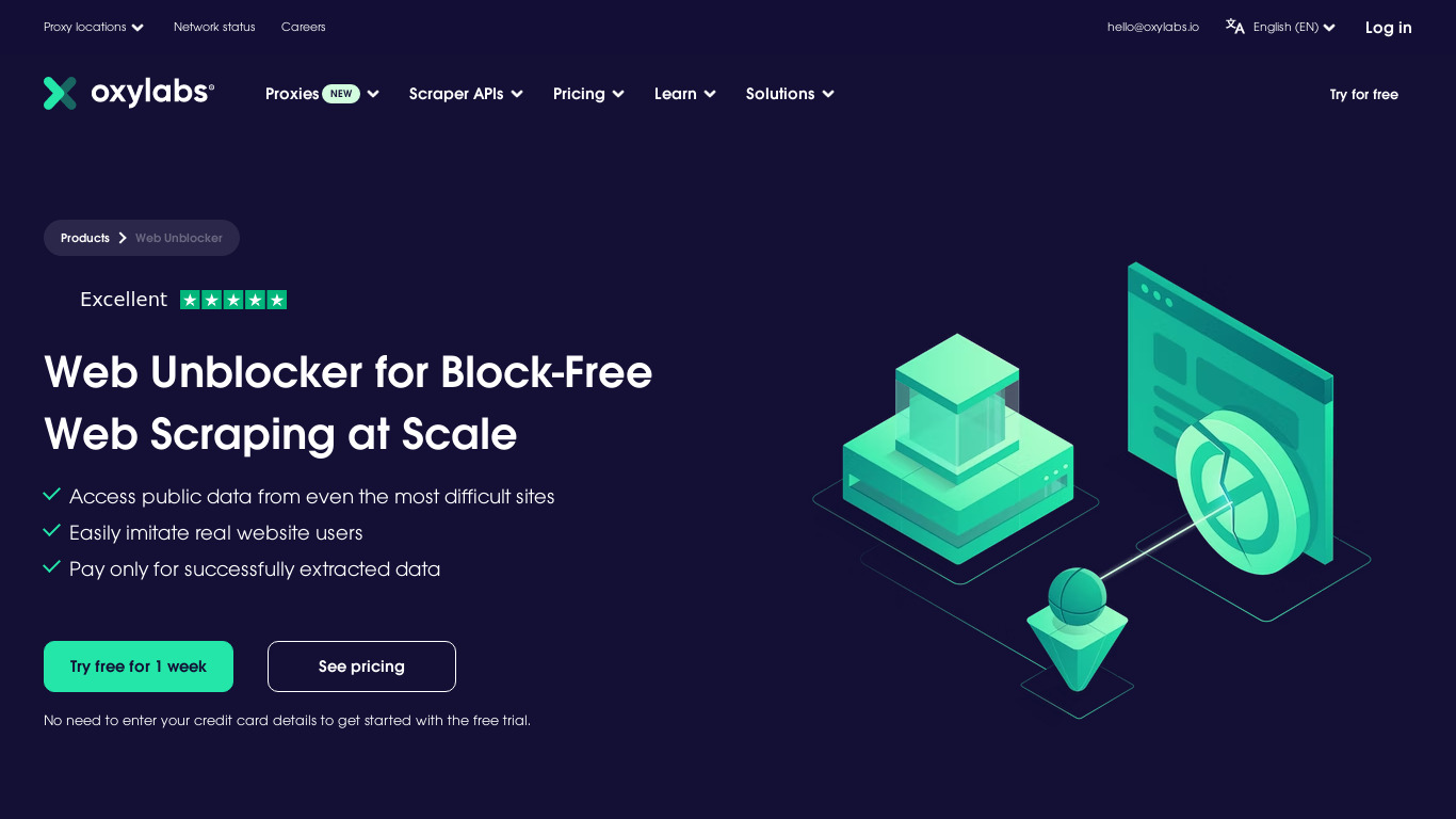 Web Unblocker by Oxylabs Landing page