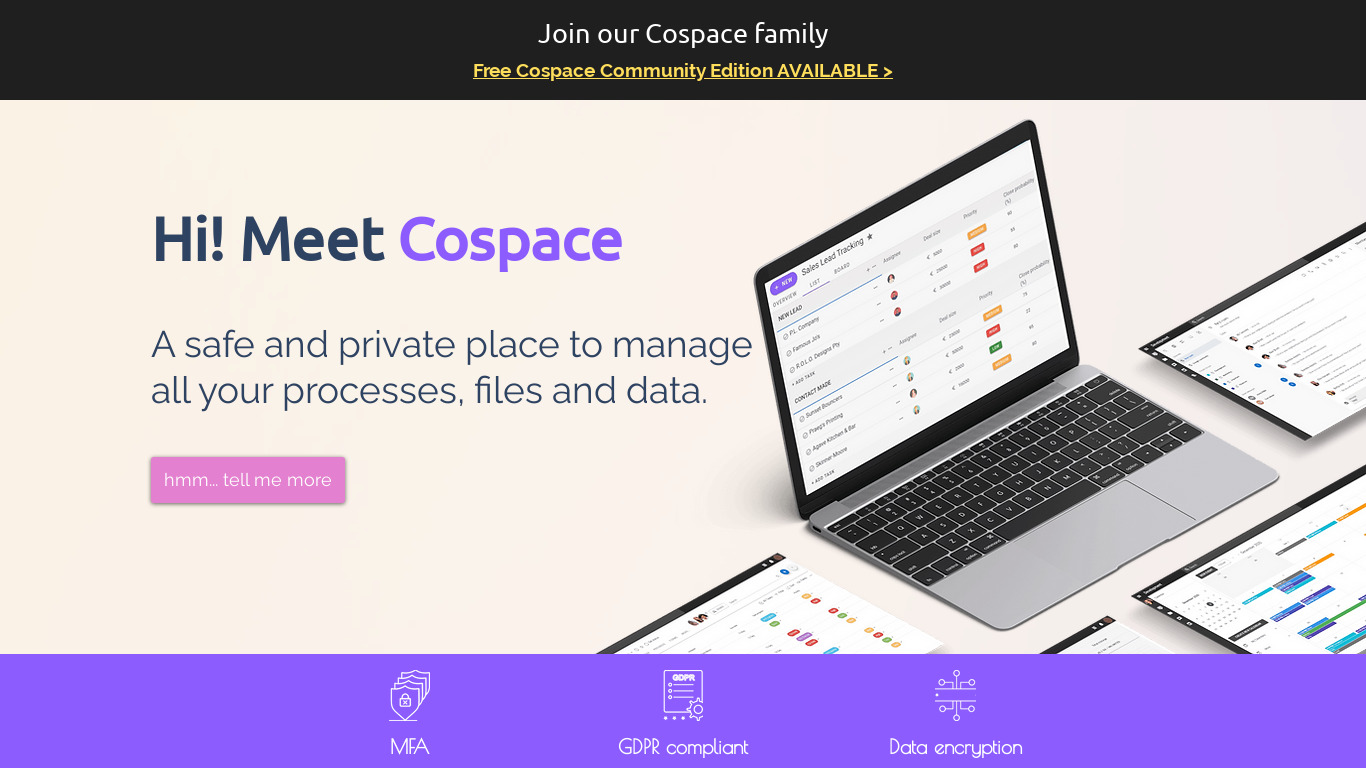 Cospace Landing page