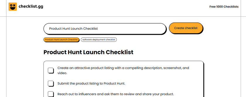 checklist.gg Landing Page