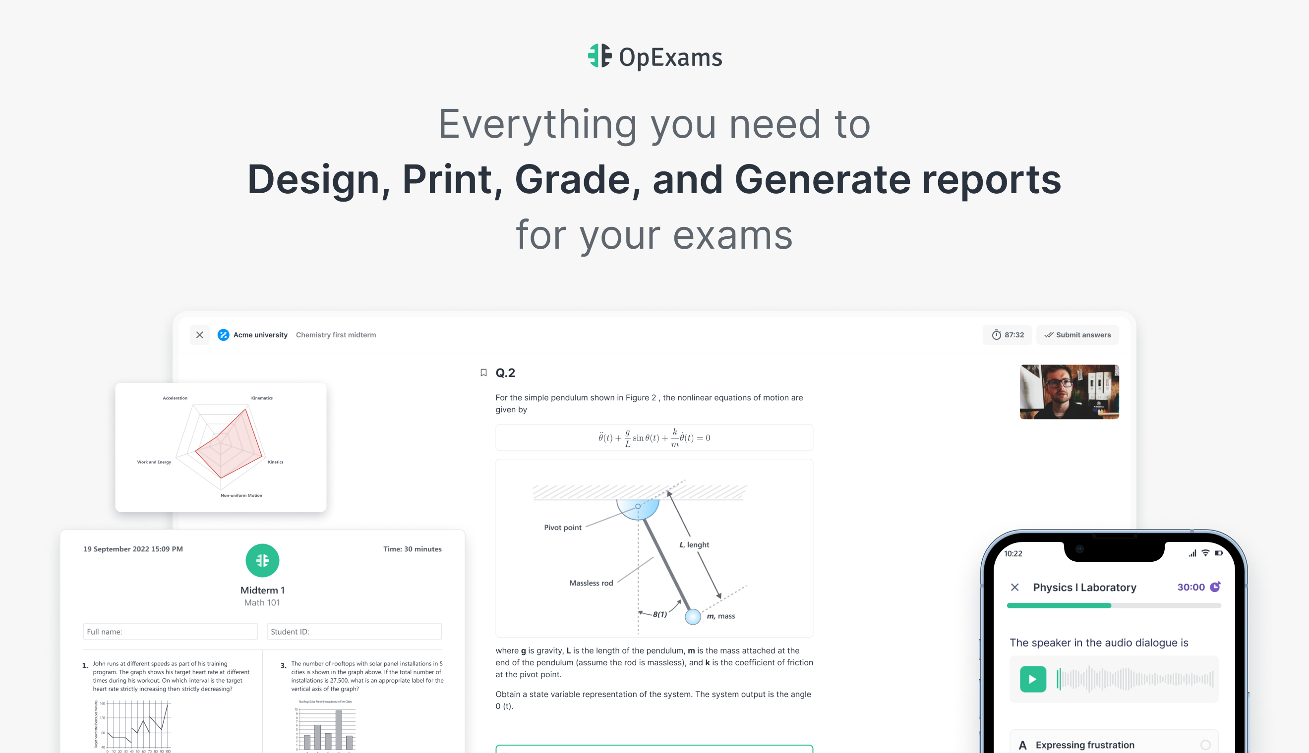OpExams Landing page