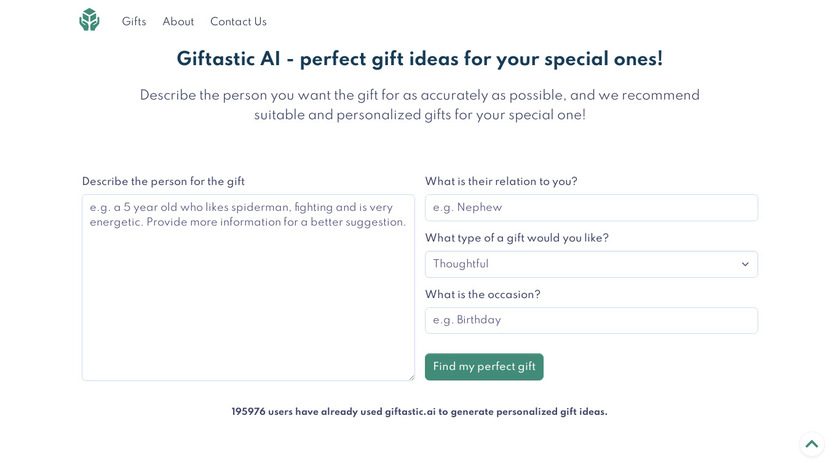 giftastic.ai Landing Page