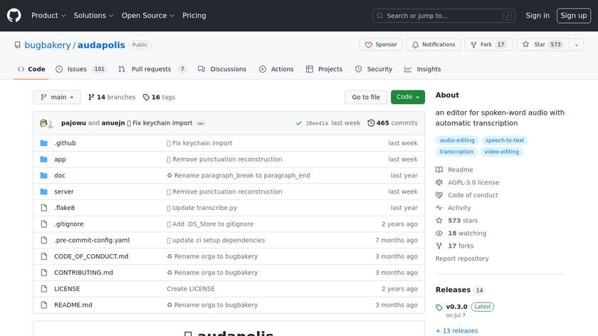 Audapolis Landing Page