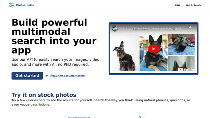Kailua Labs Image Search API Landing Page
