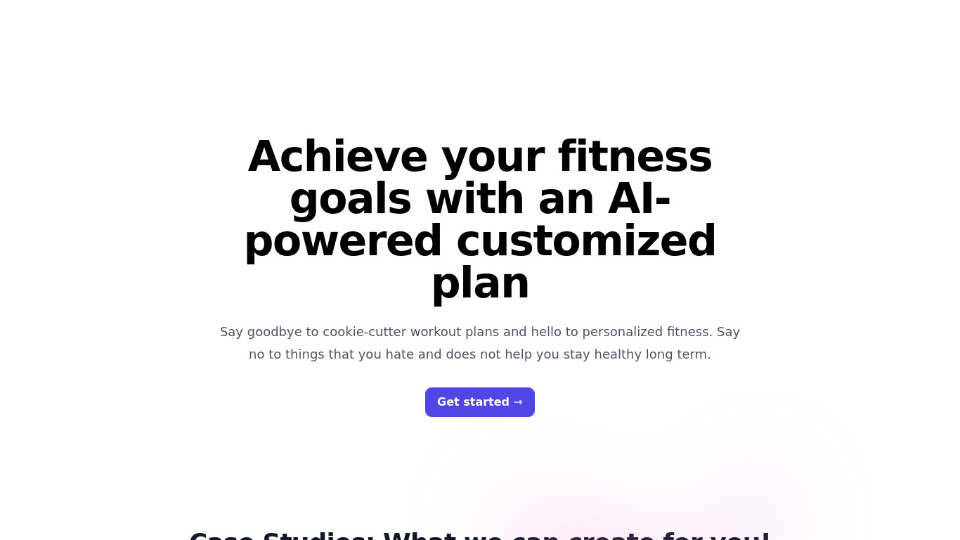 Workouts - AI-Powered Workout plans Landing page
