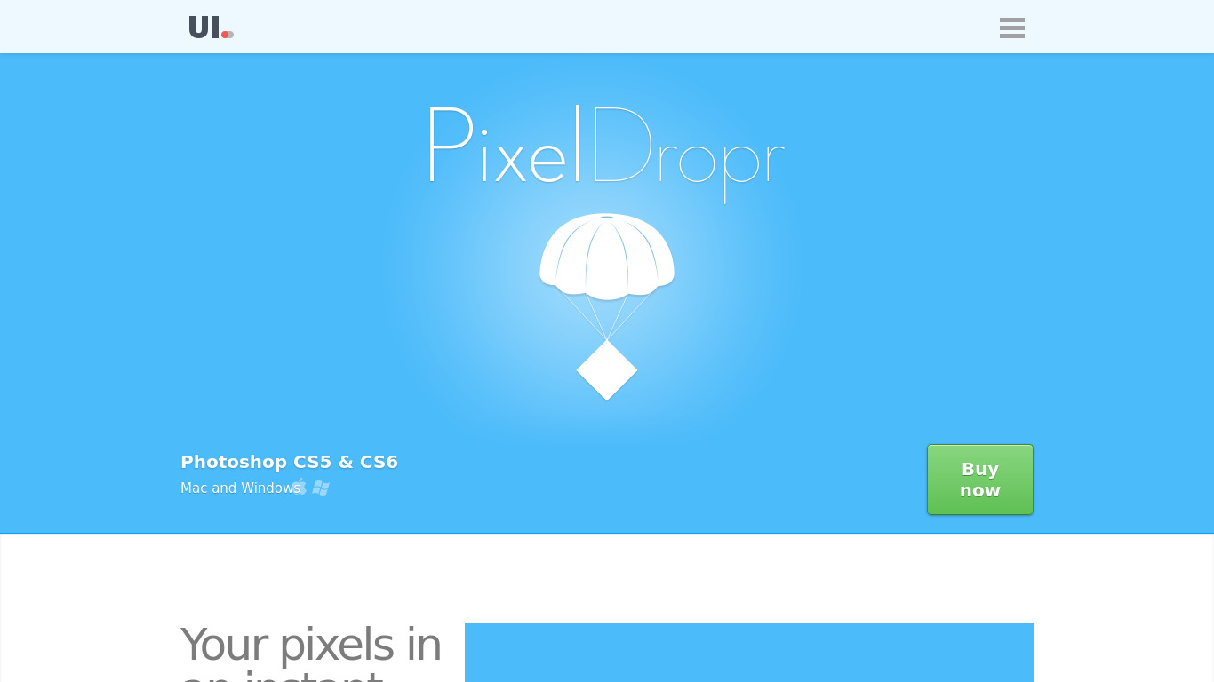 PixelDropr Landing page