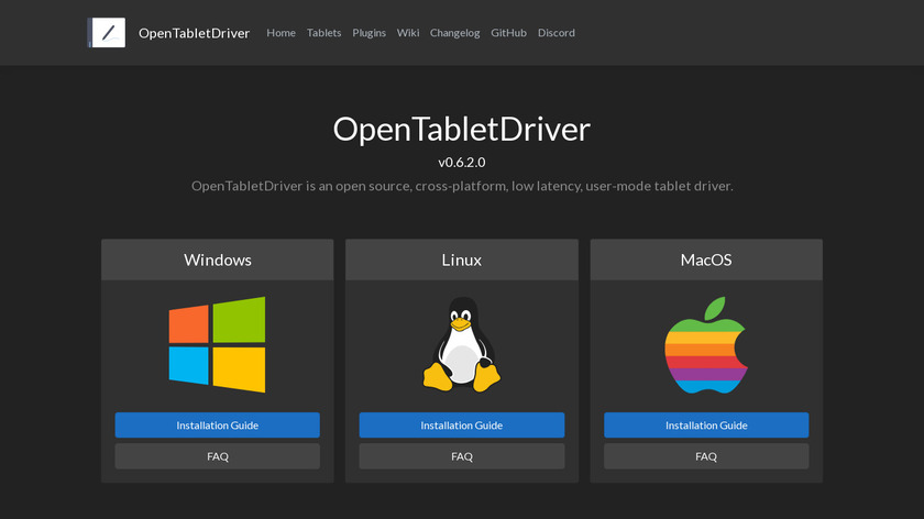 OpenTabletDriver Landing Page