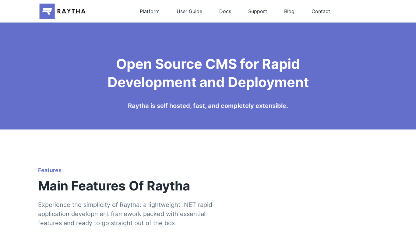 Raytha Landing page
