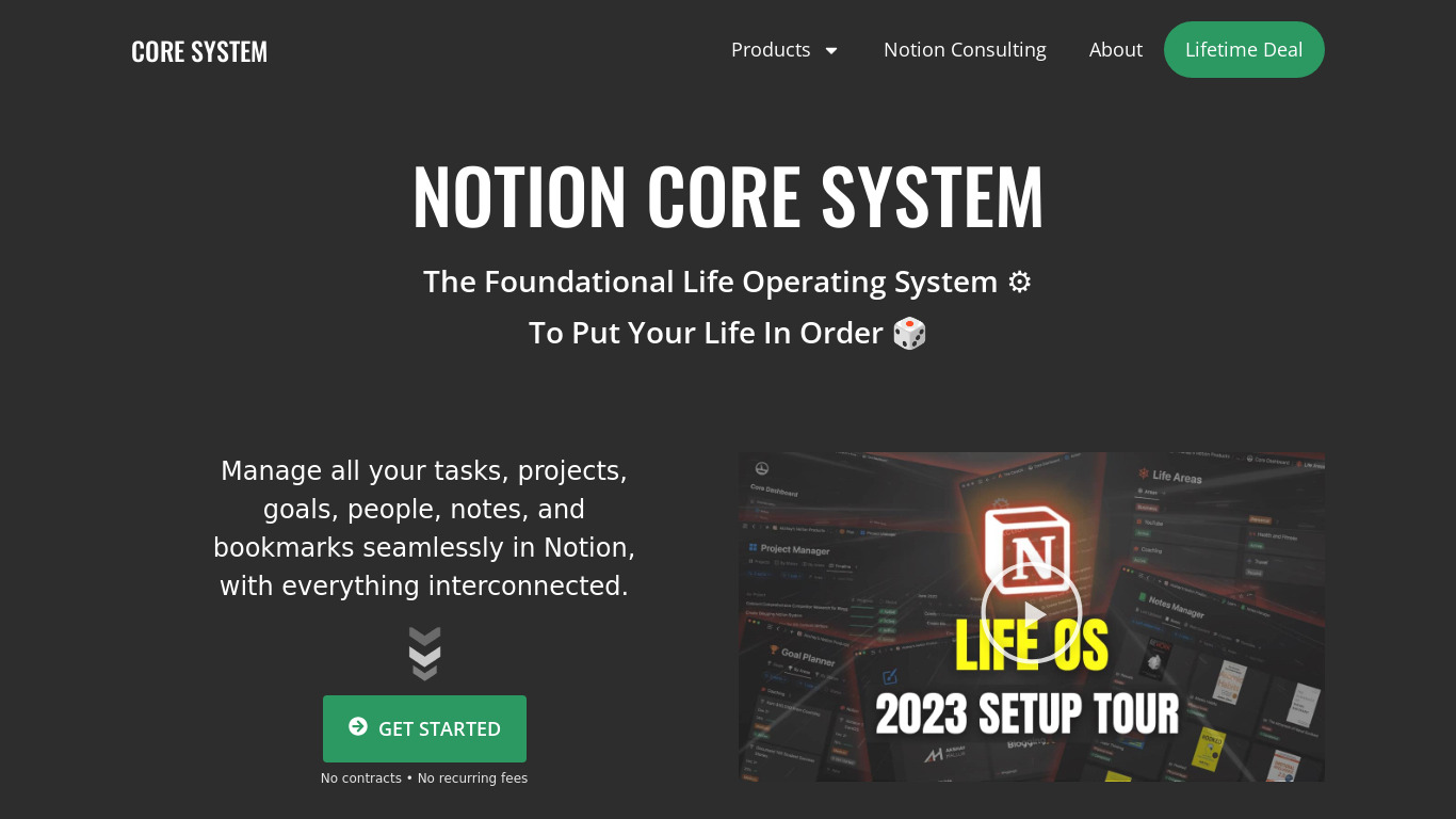 Notion CoreOS Landing page