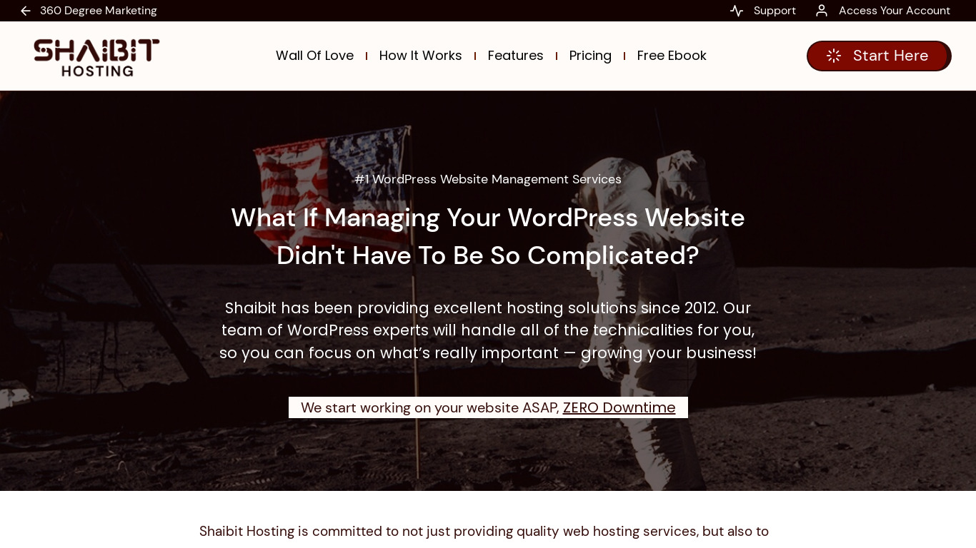 Shaibit Hosting & Wordpress Management Landing page