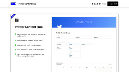 Twitter Content Hub Notion dashboard image