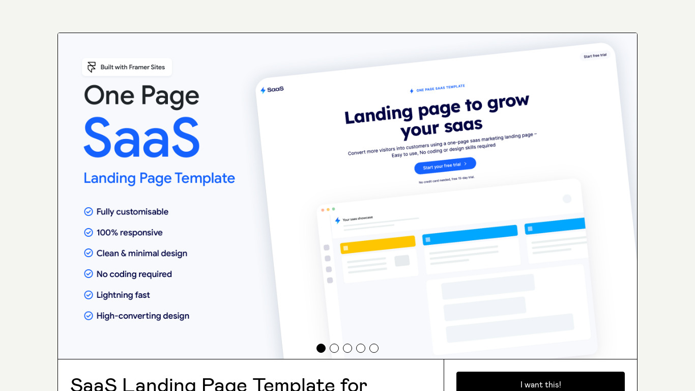 One Page SaaS Landing page
