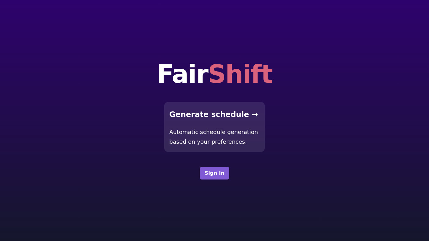 FairShift Landing page