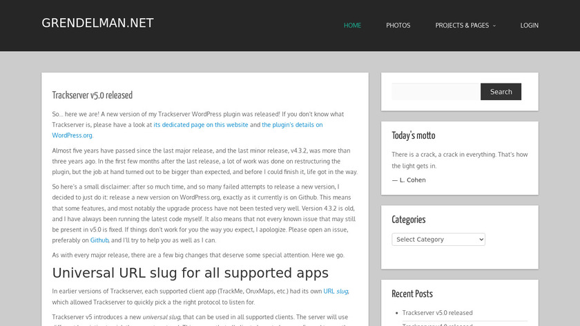 Trackserver Landing Page