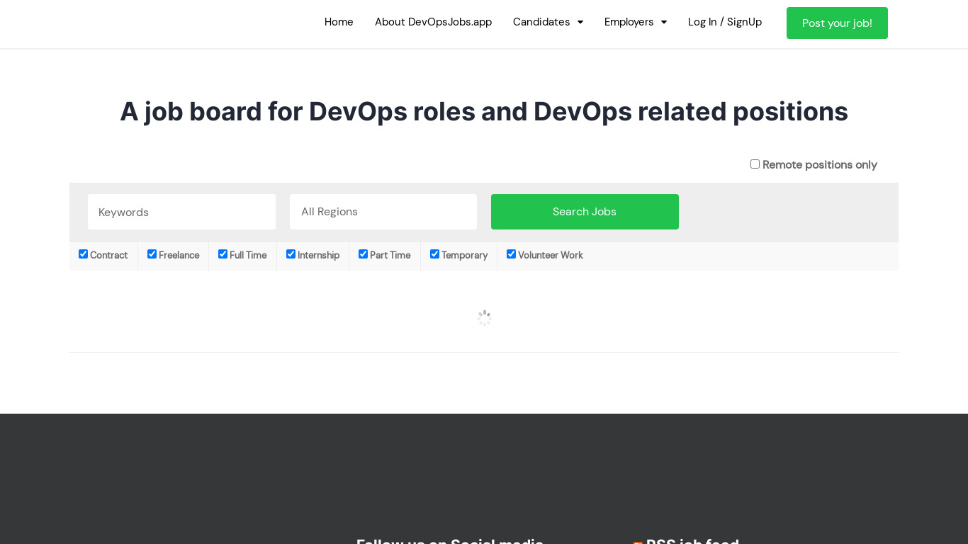 DevOpsJobs.app Landing page