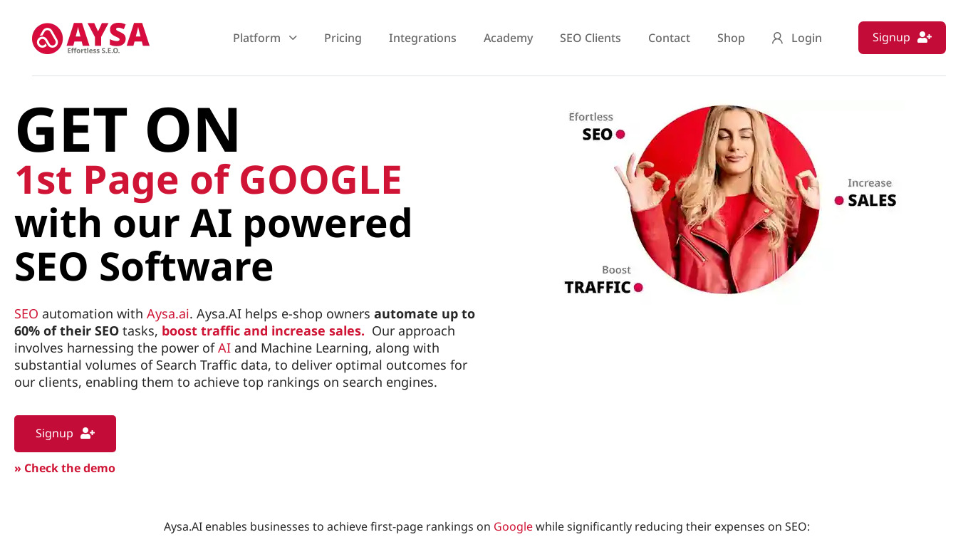 AYSA.ai Landing page