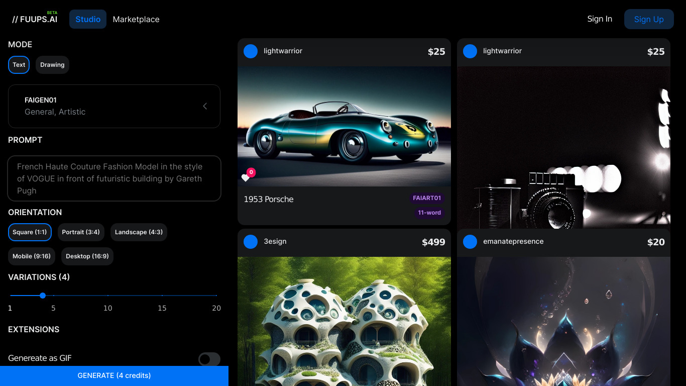 Fuups AI Landing page