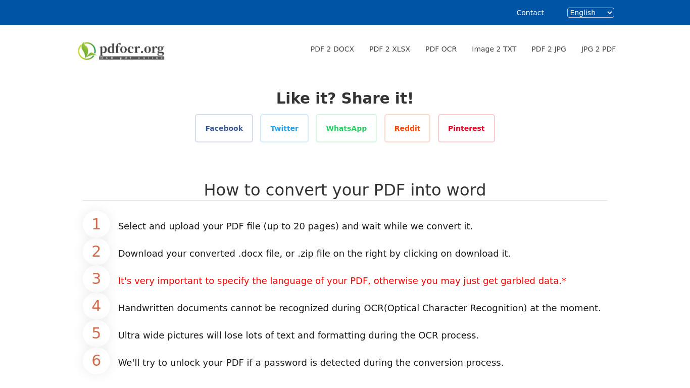 pdfocr.org Landing page