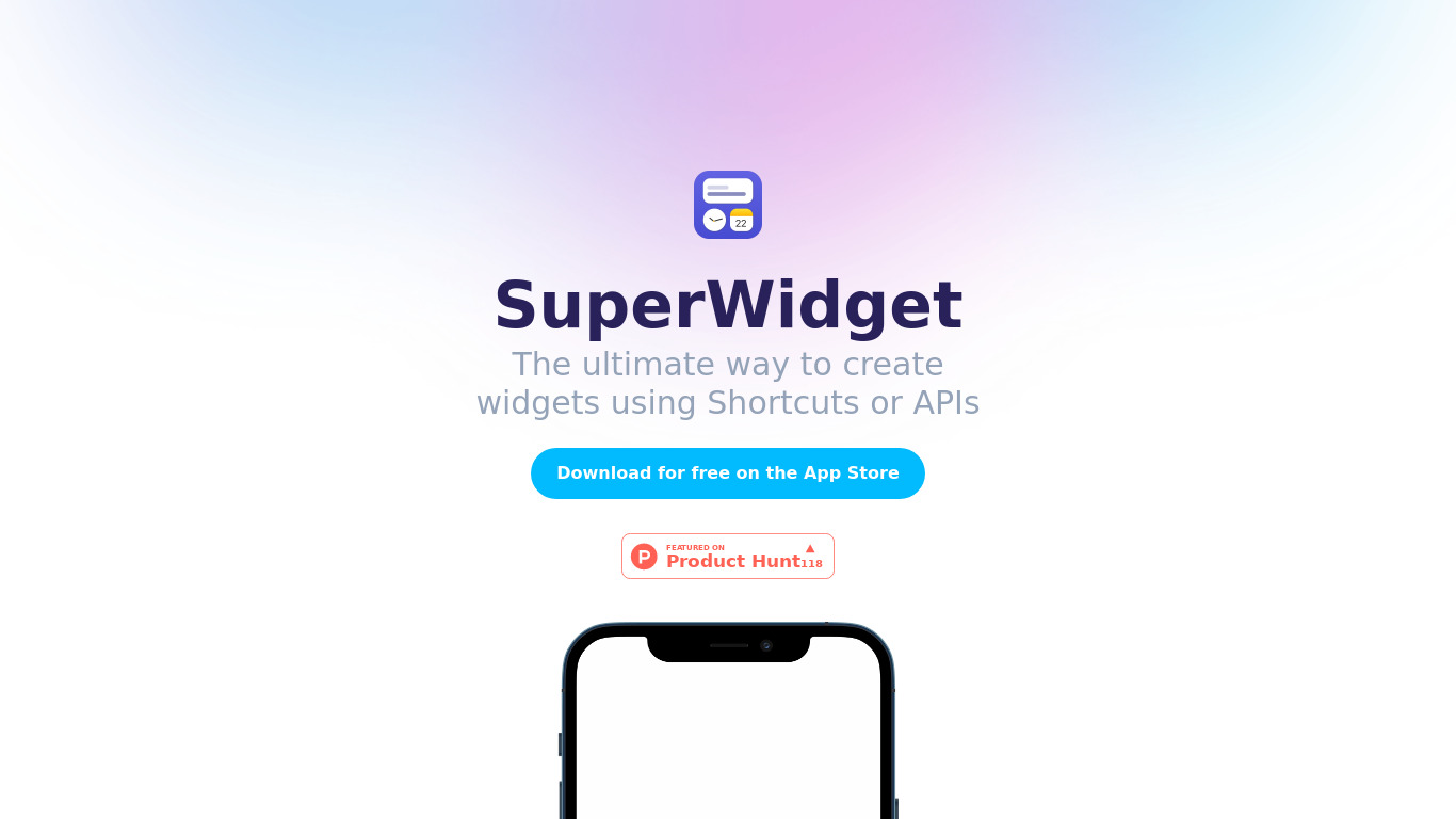 SuperWidget - Shortcuts & APIs Landing page