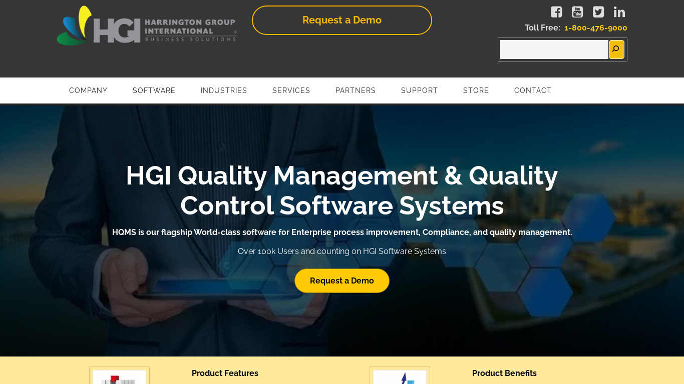 Harrington Quality Management System Landing page