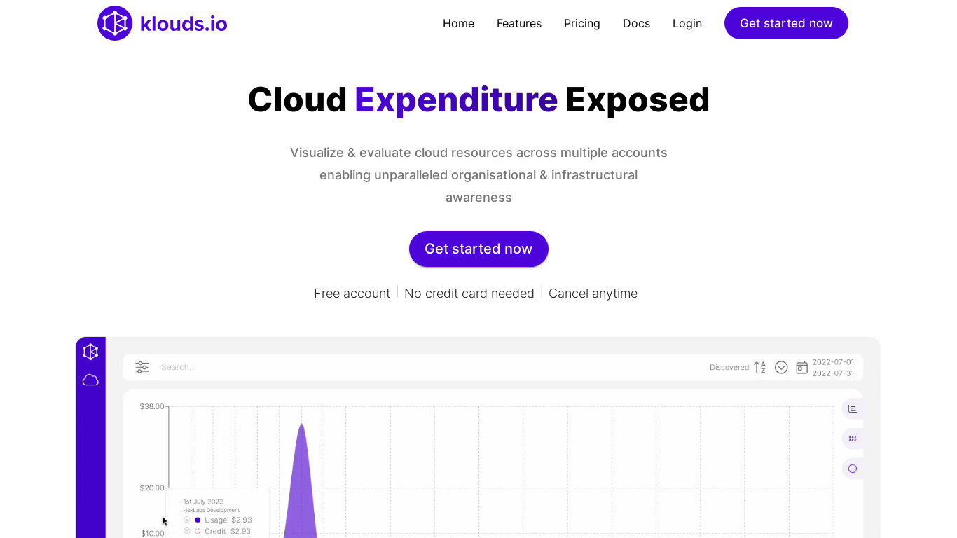 Klouds.io Landing page